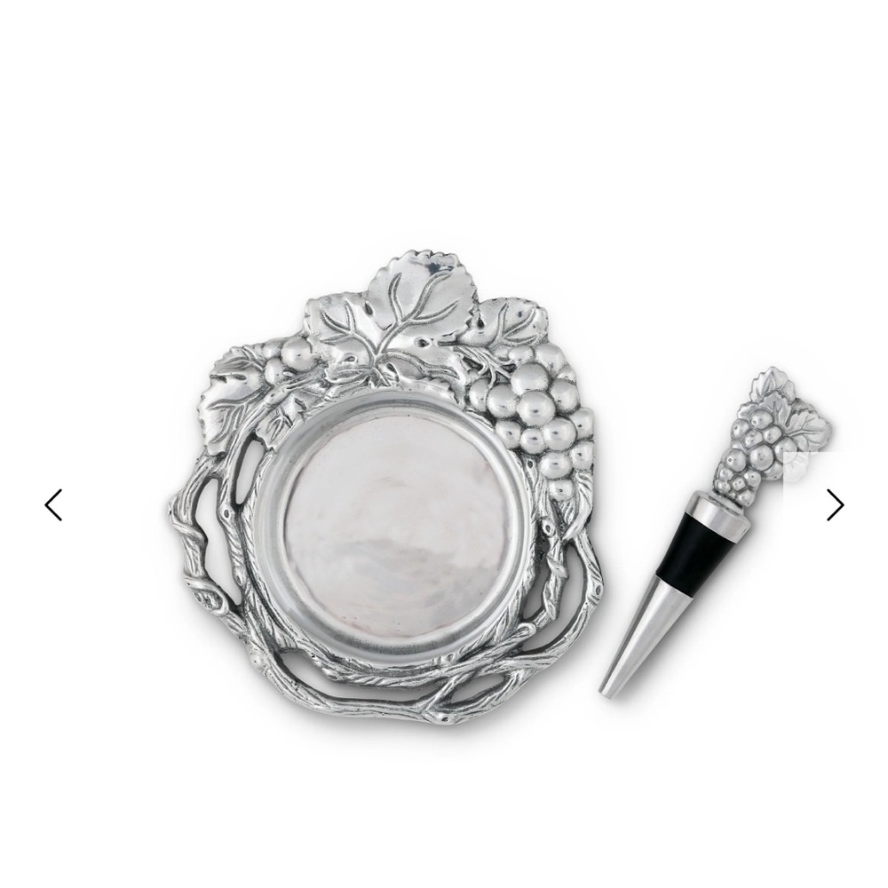 Arthur Court Grape Wine Coaster and Stopper Set